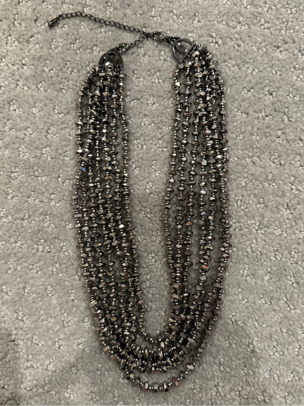 Genuine Hematite Multi-Strand Statement Necklace